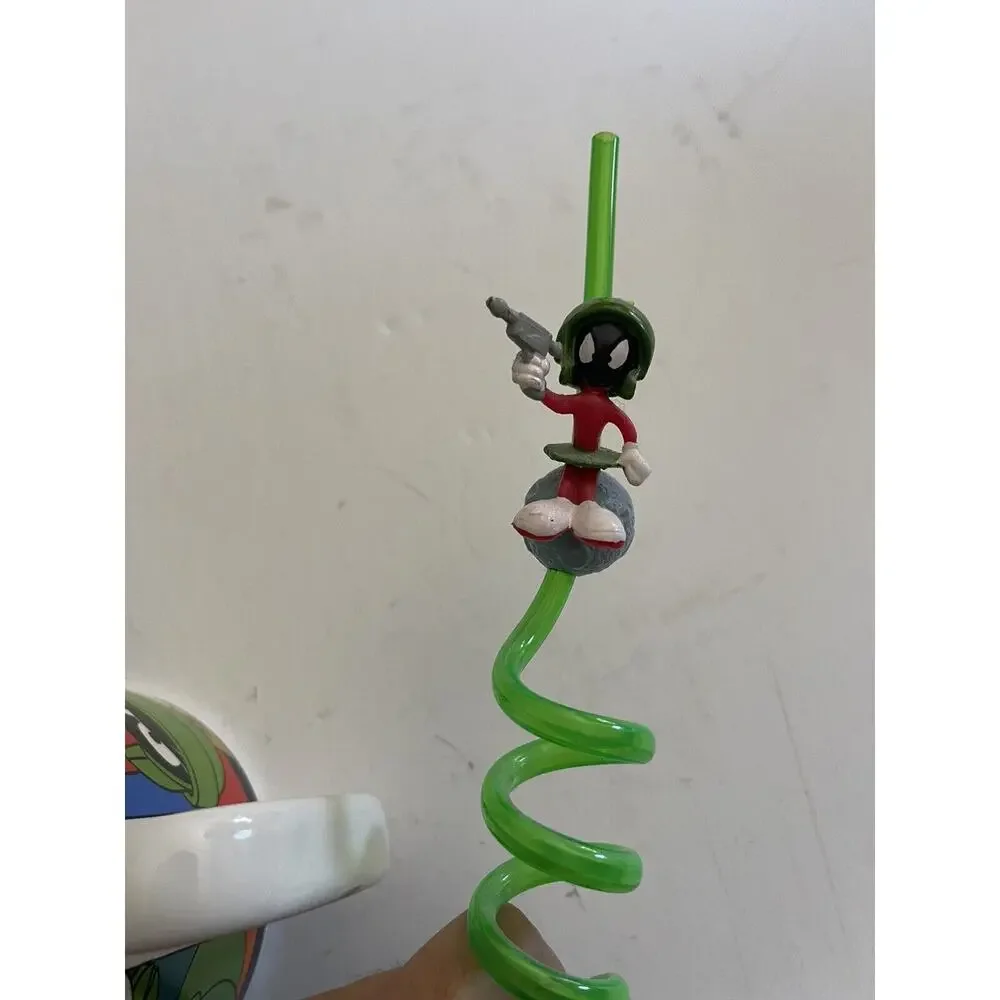 Lot Of 3 Marvin the Martian Large Mug 1995 Sakura + 1997 3D Slide Puzzle + Straw